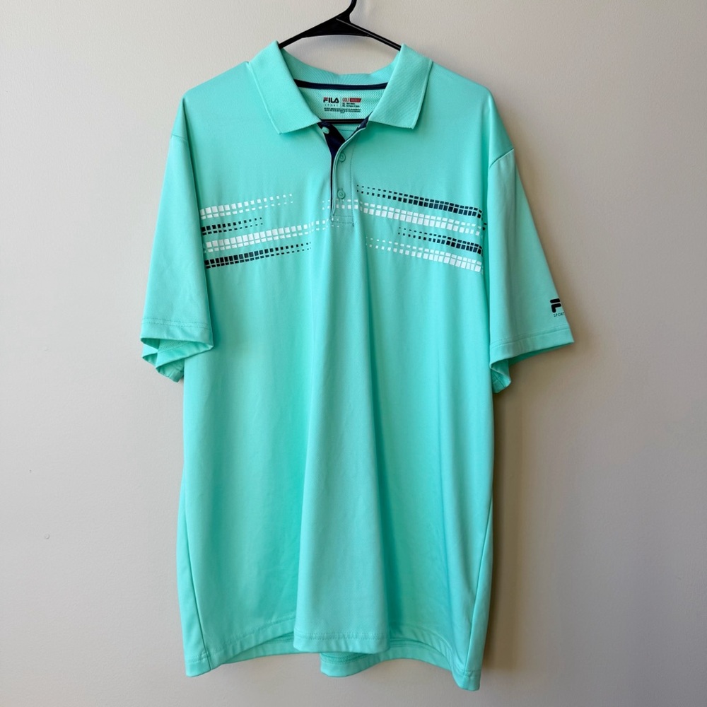 Fila Men’s Mint Green Polo with Contrast Stripe Detail